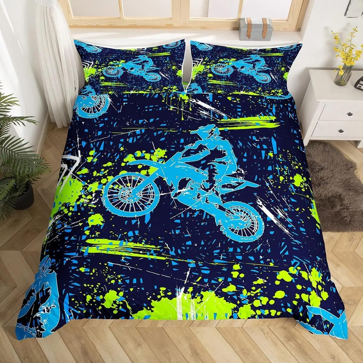 

Крутой комплект пододеяльника для мотоциклиста, покрывало для одеяла с подушкой, микрофибра, граффити 70x133cm