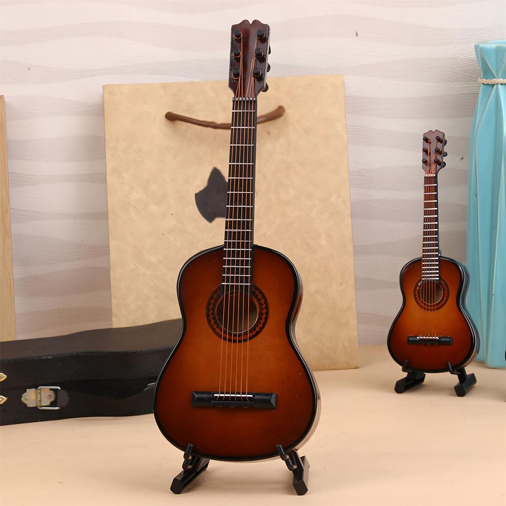 15cm Miniature Guitar Model with Stand Maple Wood Classical Guitar Replica Musical Instrument Ornament