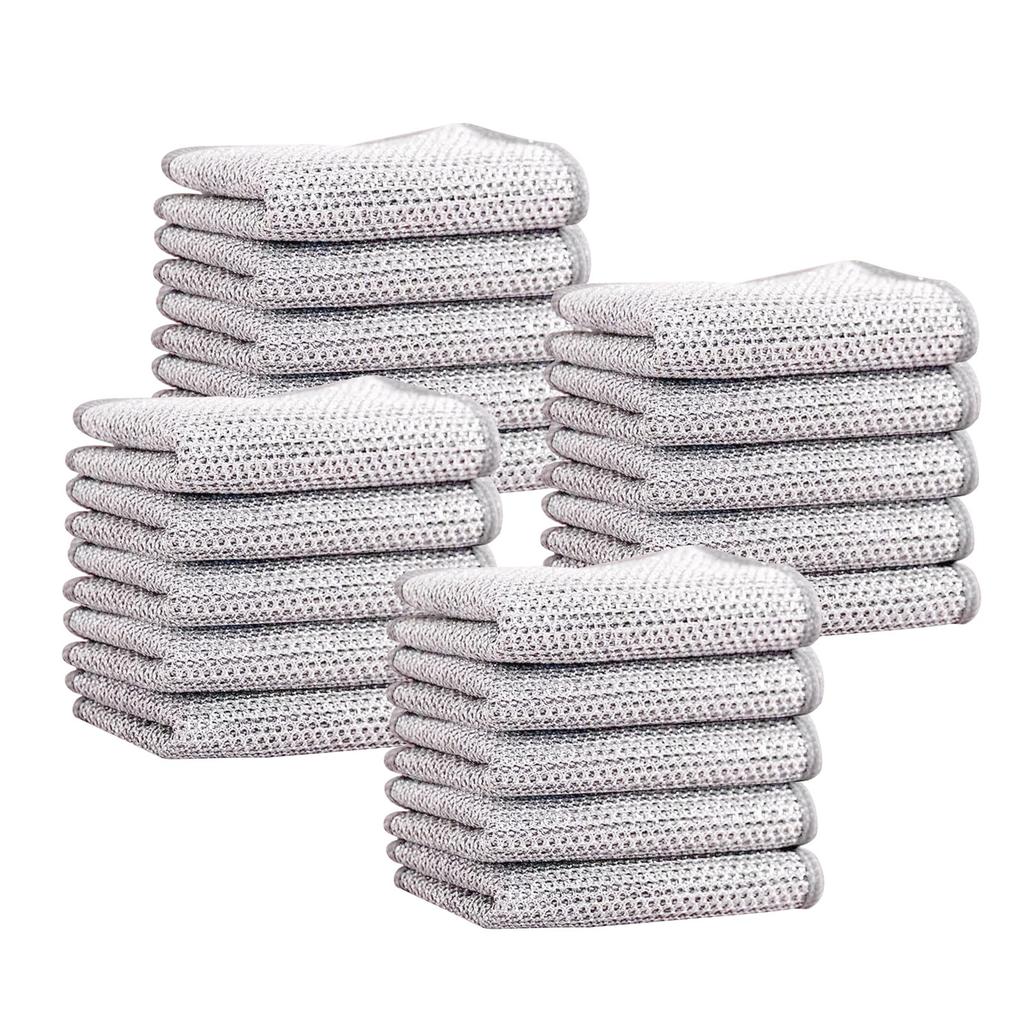 Multi-Layer Silver Fiber Kitchen Cleaning Cloths Set for Dishwashing and Oil Removal Durable and Non-Sticky Surface Cleaning Towels for Home Use