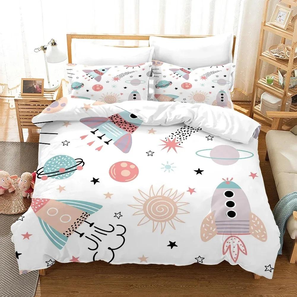 

Astronaut In Space Cat Comforter Cover With Pillow Cover Bedding Set Single Double Twin Full Queen King Size For Bedroom Decor 70x133cm 2pcs