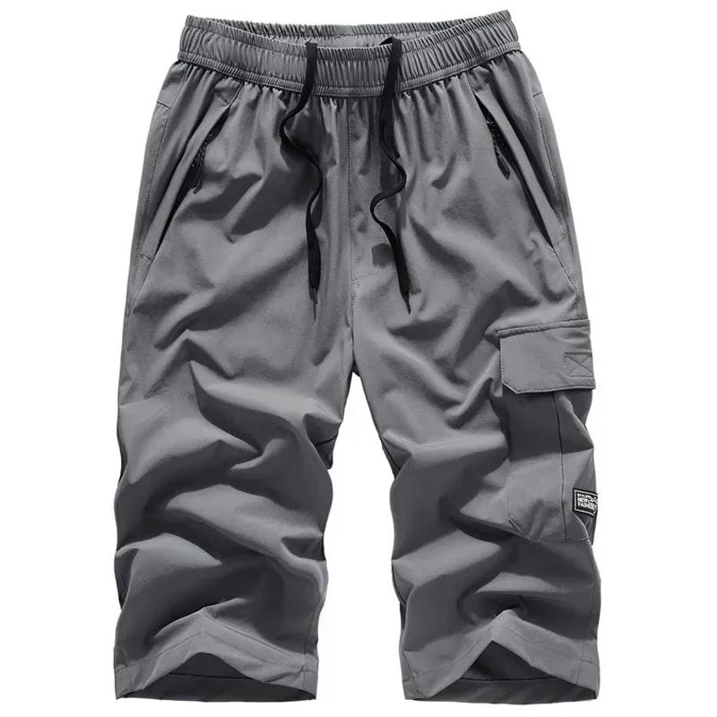 Herren Sommer Schnelltrocknende 3/4 Hosen Leichte Capri-Shorts Wandern Angeln Reisen Lässige Cargo-Shorts Hosen Herren Fitnessstudio Shorts 8XL