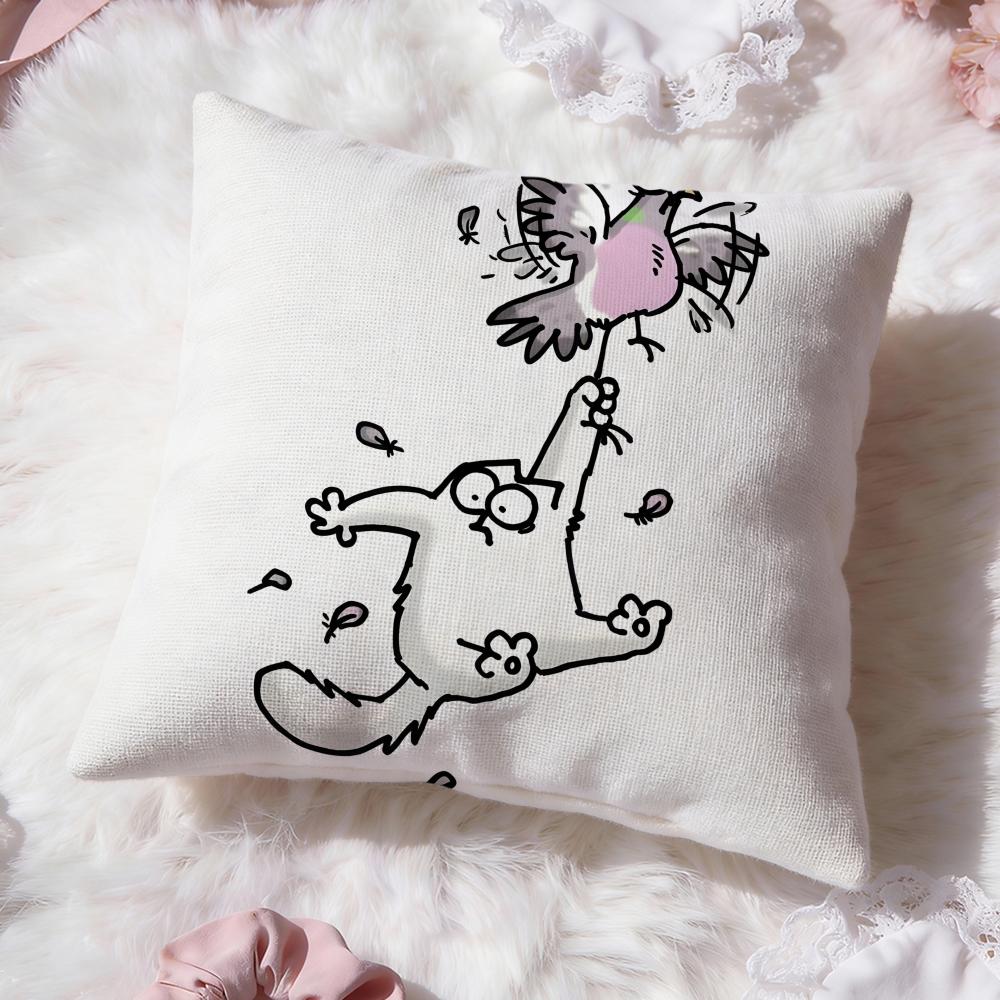 Süße Anime S-Simons Katze Kissenbezug Premium Komfort Wendbare Kissenhülle -Zwei in Einem Design für Jeden Raum & Autoinnenraum