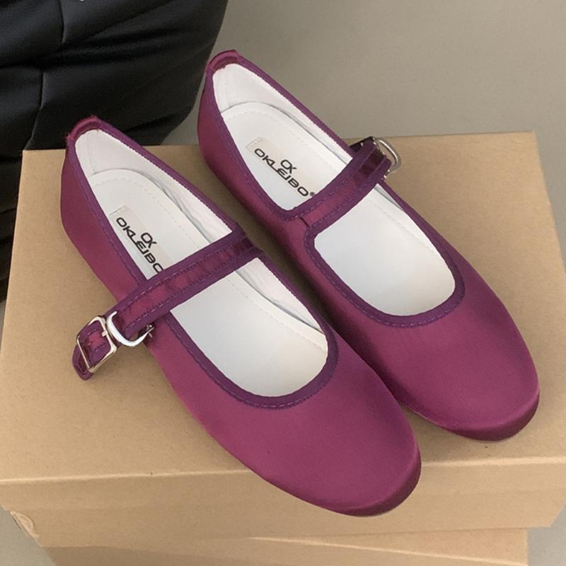 Comfort Satin Soft Sole Ladies Mary Jane Shoes Fashion Round Toe Shallow Women Flats Elegant Buckle Prom Designer Ballet Shoes