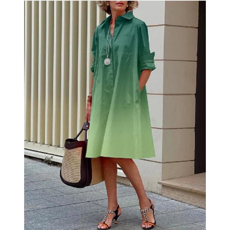 Fashion Loose Casual Simple Printed Women Dress Lapel Spring Summer Elegant Loose Office A-line Party Dresses Female Polka Dot Streetwear Clothing