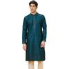 Manyavar Mens Blue Art Silk Self Design Kurta Pyjama Set