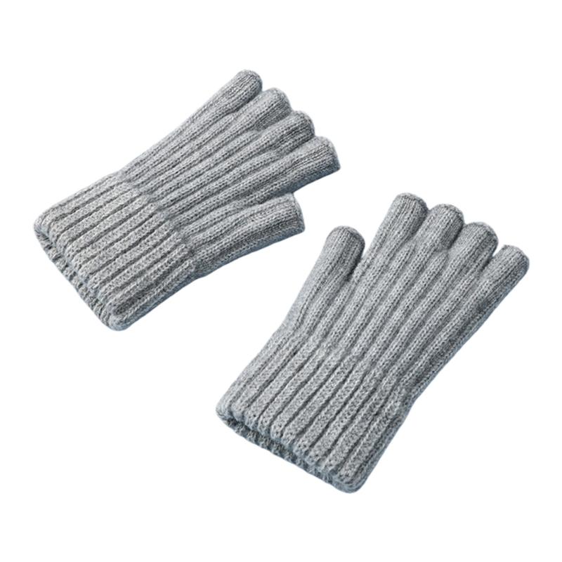 Thick Knitted Fingerless Gloves For Men Cold Weather Cycling Outdoor Activity Warm Thermals Protection