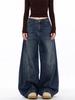 Japanische Mode Vintage Schwarz Patchwork Baggy Damen Jeans Hose Weiter Bein Damen Kleidung Lässig Baumwolle Denim Hose