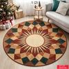 Modern Geometric Aztec Tribal Pattern Black White Grey Round Rug For Contemporary Living Room Featuring Bold Abstract Rug