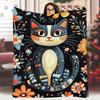 Retrostyle Cat Pattern Flannel Printed Blanket Suitable for All Seasons Suitable for Living Room Office Sofa and Travel