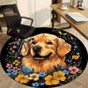 1pc Dog Floral Wreath Chair Carpet for Office, Round Non Slip Durable Large Size Office Carpet, Suitable for Office