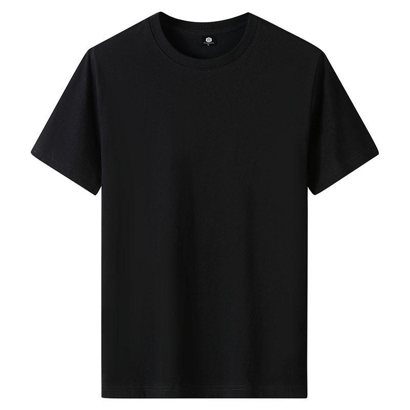 

Мужская летняя футболка свободного кроя из хлопка — короткий рукав, круглый вырез, размер плюс, повседневная однотонная. 3XL чёрный