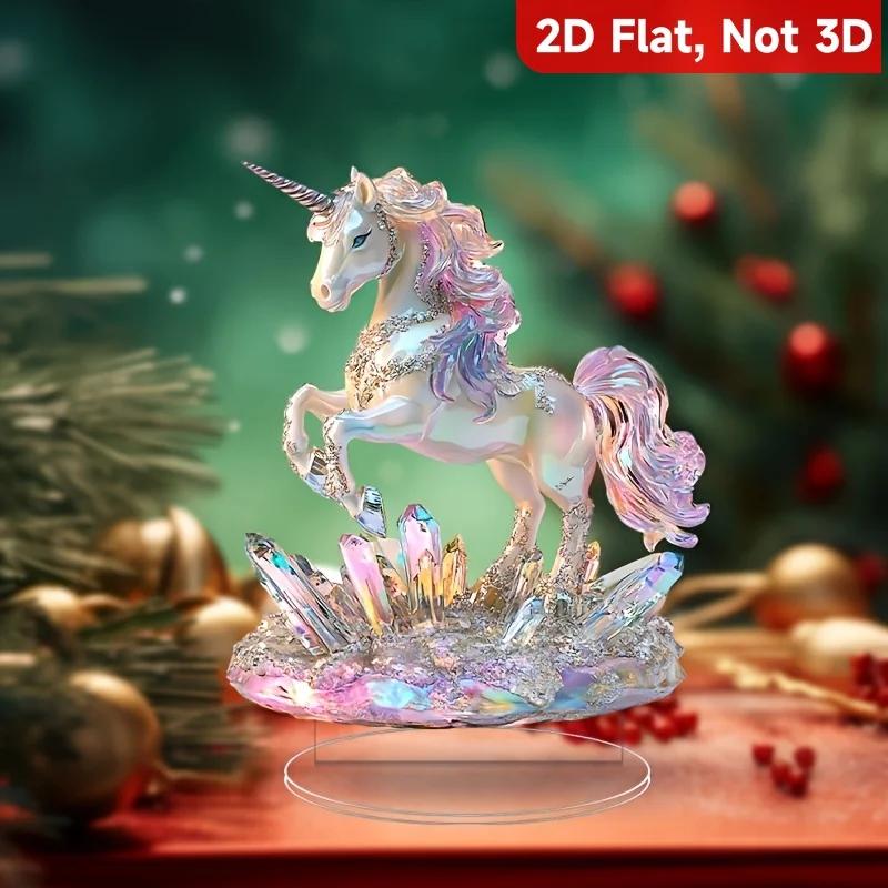 Acrylic Dream Unicorn Signboard Tabletop Ornament Handicrafts 2D Flat Elegant Table Decoration Home and Office Arts Decoration