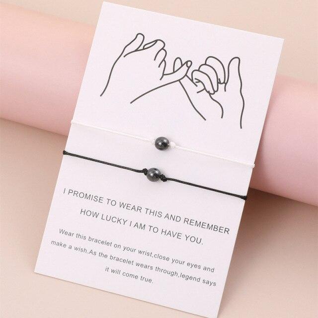 

Браслет для пар Diy Charm Black Thread с магнитным гематитовым камнем, браслет с бусинами, регулируемые браслеты для женщин и мужчин, ювелирные изделия с пожеланиями на удачу