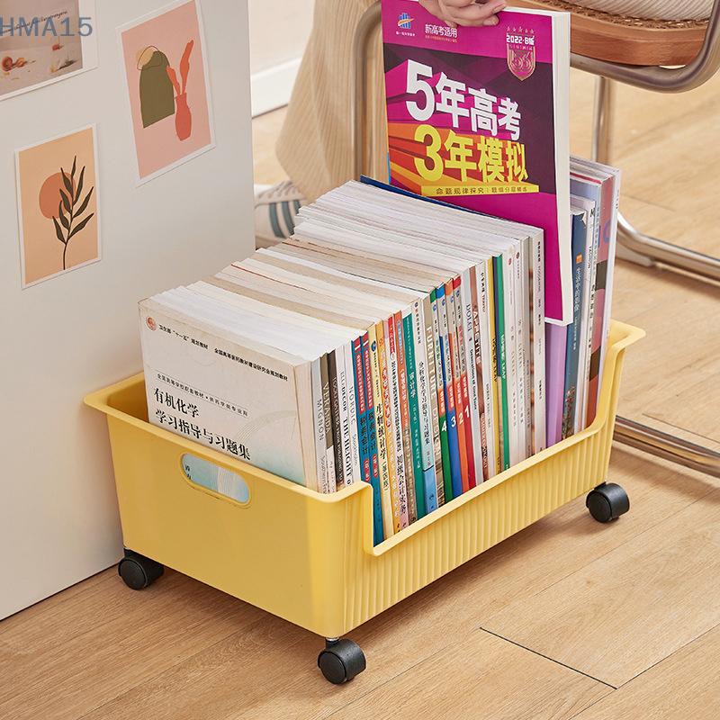 Desktop Aufbewahrungsbox Große Öffnung Boden Scrollrad Drehräder Große Kapazität Buch Kleinkram Aufbewahrungskorb