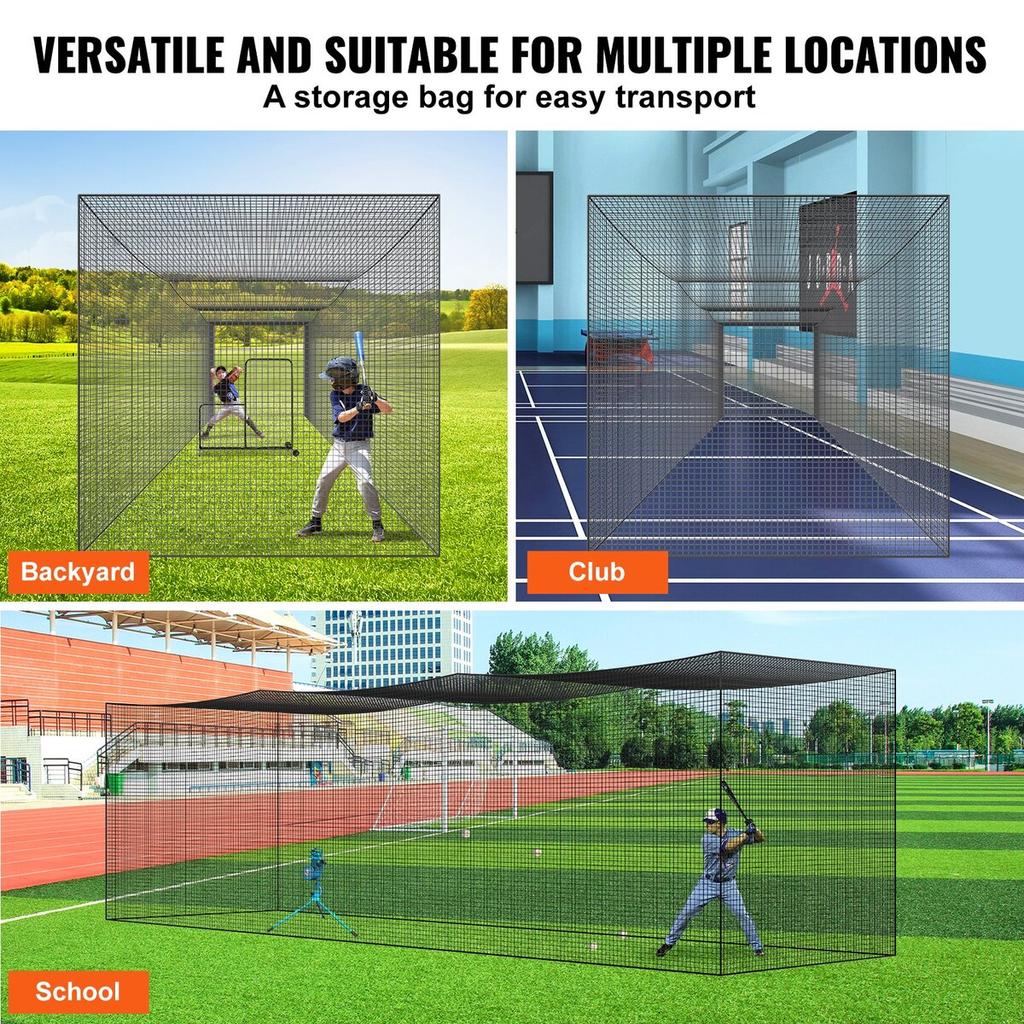 Baseball Batting Netting, Professional Softball Baseball Batting Hitting Training Net, Practice Portable Pitching Cage Net with Door & Carry Bag,