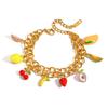 Youthway Sweet Cute Fruit Cherry Strawberry Charm Bracelet For Women Waterproof Golden Pvd Plated Chain Stainless Steel Jewelry