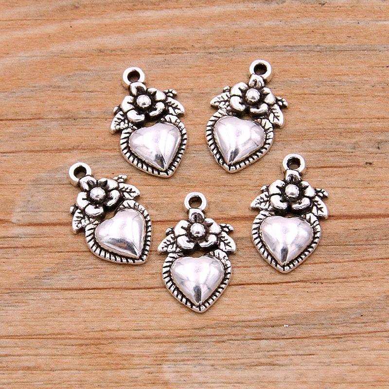 10pcs DIY Alloy Love Heart Pendant Charm - Necklace & Bracelet Jewelry Making Accessories, Stylish Craft Supplies 18*11mm