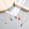 iF ME 5Pcs/Set Cute Fruit Watermelon Strawberry Grape Pendant?Necklace Butterfly Gold Chain Choker for Women Accessories Jewelry
