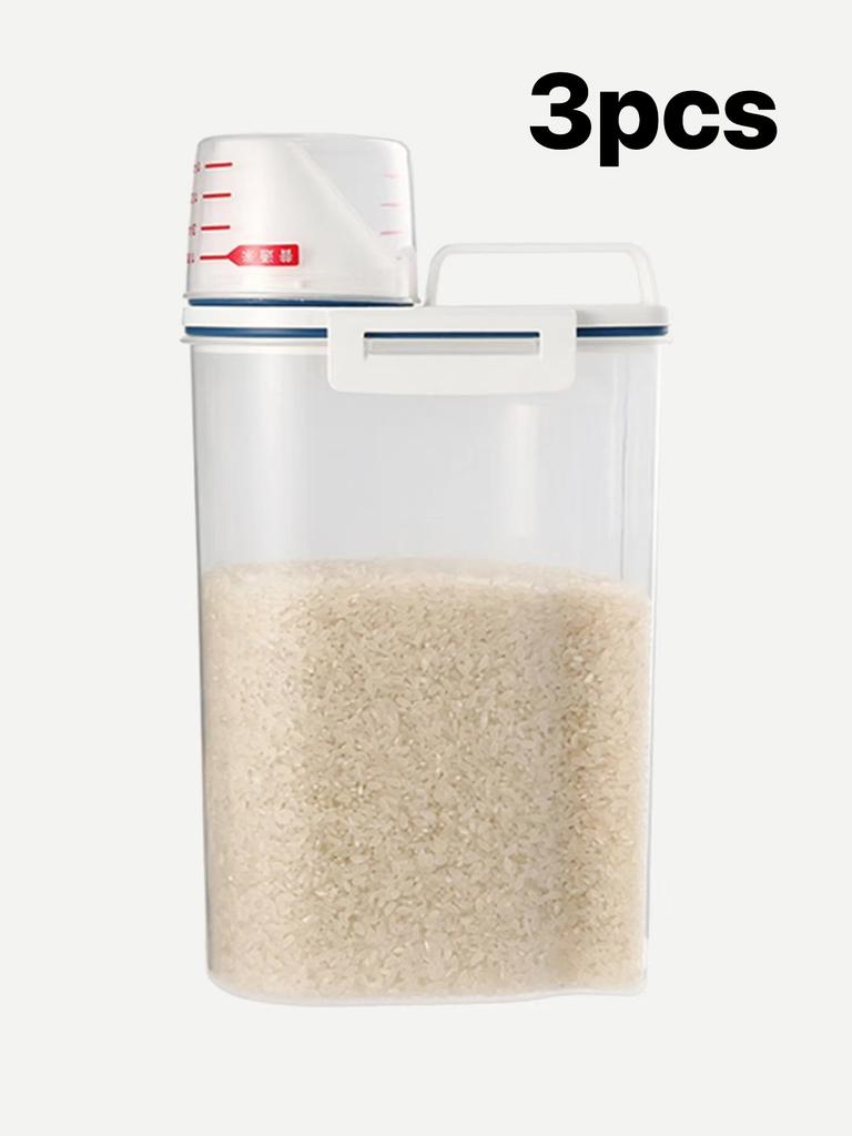 Japanese Airtight Storage Container - Plastic Rice & Grain Bin with Measuring Cup, Pet Food Canister (Anti-Moisture/Pest Proof)