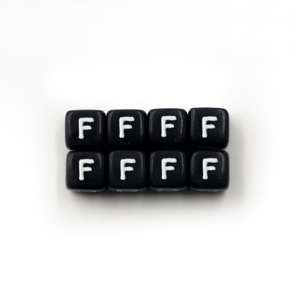 Akrylové černé korálky 6x6mm s bílými písmeny – Dětské ručně vyráběné doplňky pro anglické dopisní šperky