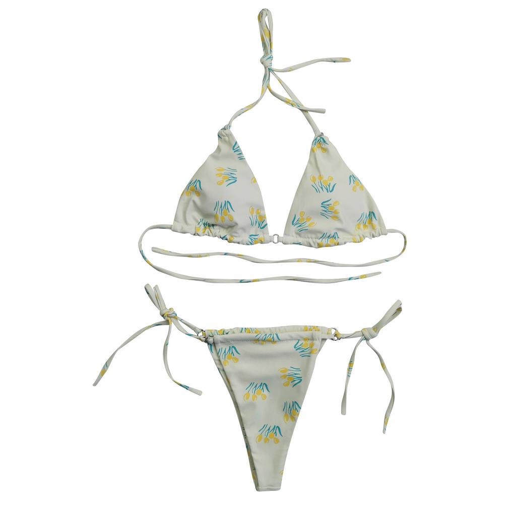 Women Sexy Print Bandage Swimsuit 2 Piece Bathing Suit Bikini Set Split Swimsuit