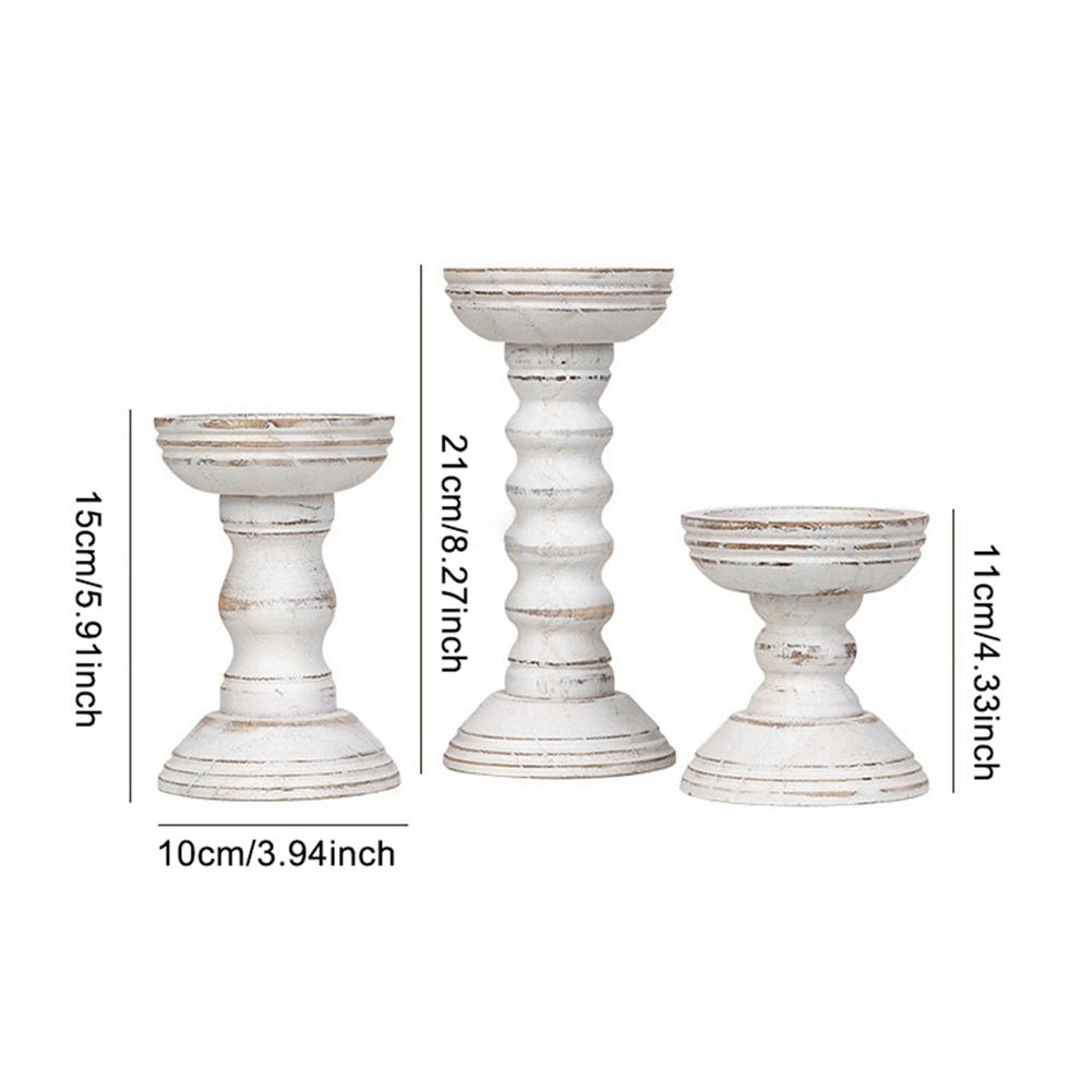3pcs Wooden Candle Holder Wedding Banquet Columnar Candlestick