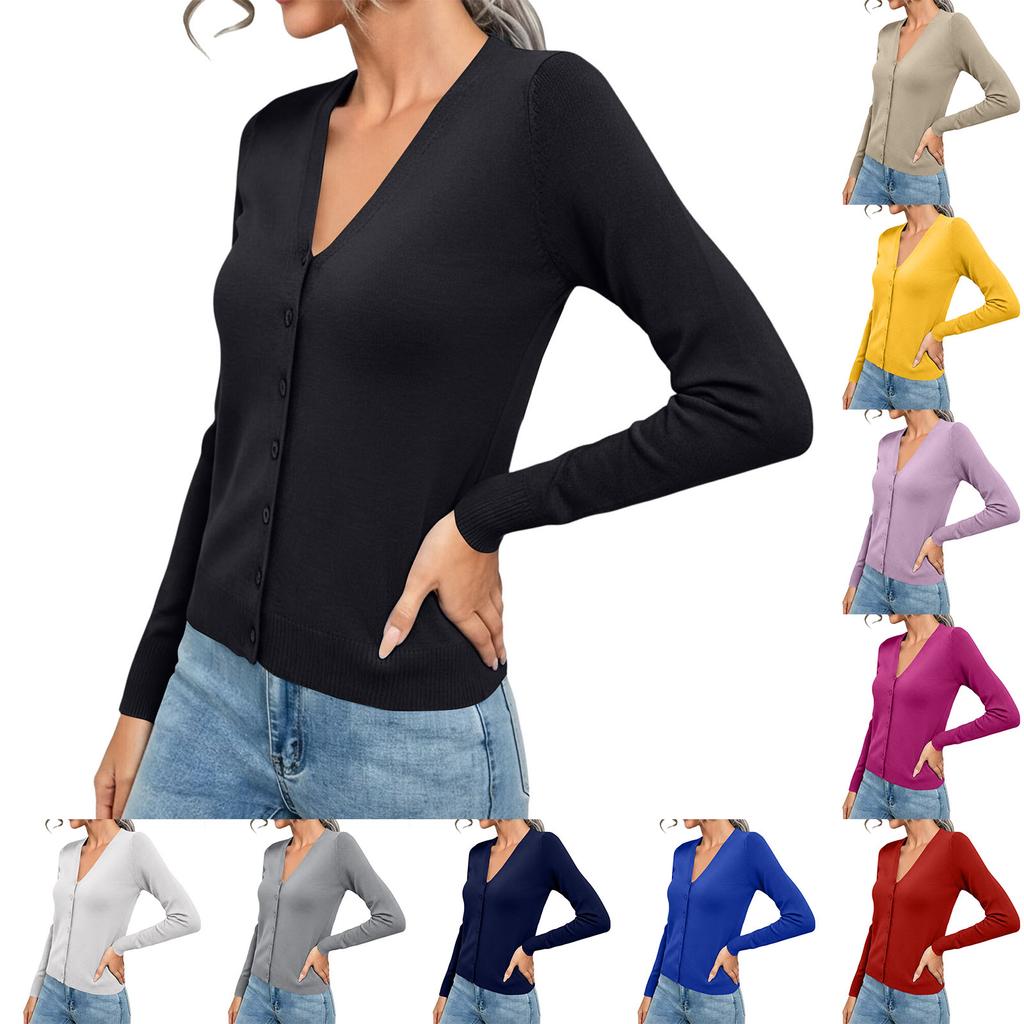 Women's Knit Long Sleeve Button Front Cardigan Sweater