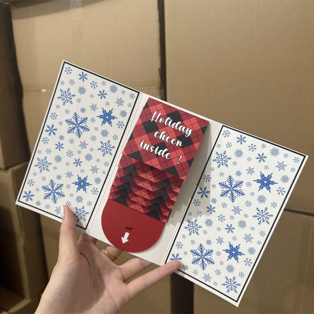 Handmade Christmas Gift Card Paper DIY DIY Gift Card with Envelope Blessing Message Pull Out Gift Card New Year Greeting