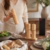 Manual Wooden Pepper Grinder Striped Texture Spice Mill for Sea Salt and Peppercorns with Adjustable Coarseness for Kitchen Restaurant BBQ Use