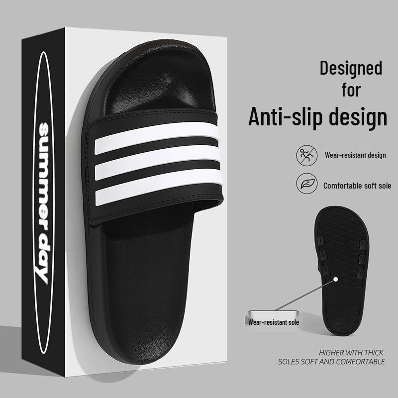 Men's and Women's Summer Striped EVA Slippers - Soft, Non-Slip, Indoor Bathroom Shoes