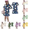 Girls Loose Fit Short Sleeve Dress Round Neck Lightweight Casual Dress with Animal Print Suitable for Everyday Wear and Outdoor Activities