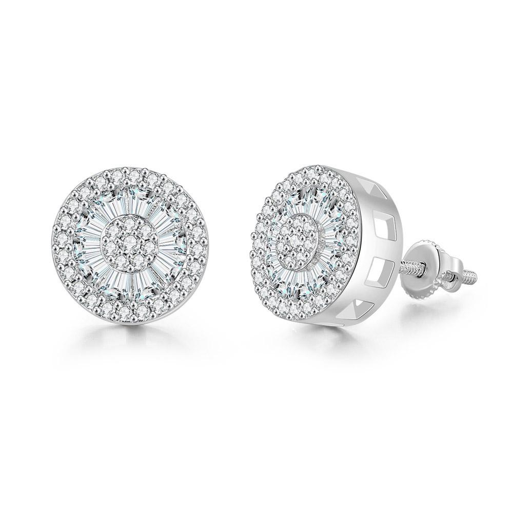 

Round Crystal Stud Earrings for Women Gold Color Cubic Zirconia Hip Hop Earring Mens Jewelry Bulk Items Wholesale Lots OHE123