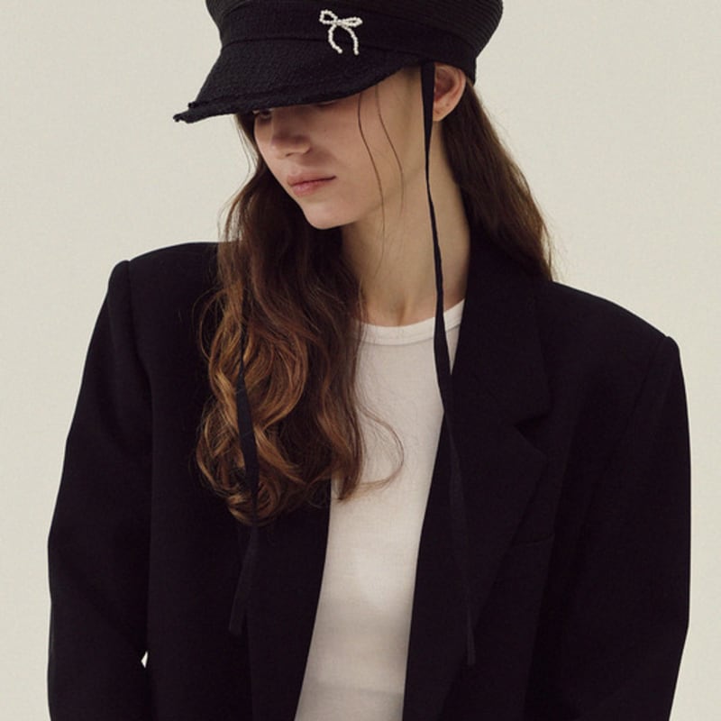 Marchen Pearl ribbon sailor cap_2color