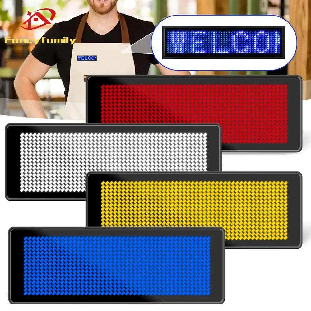 Fancyfamily Mini LED Digital Bluetooth APP Programmable Rechargeable Scrolling Name Message Tag Sign