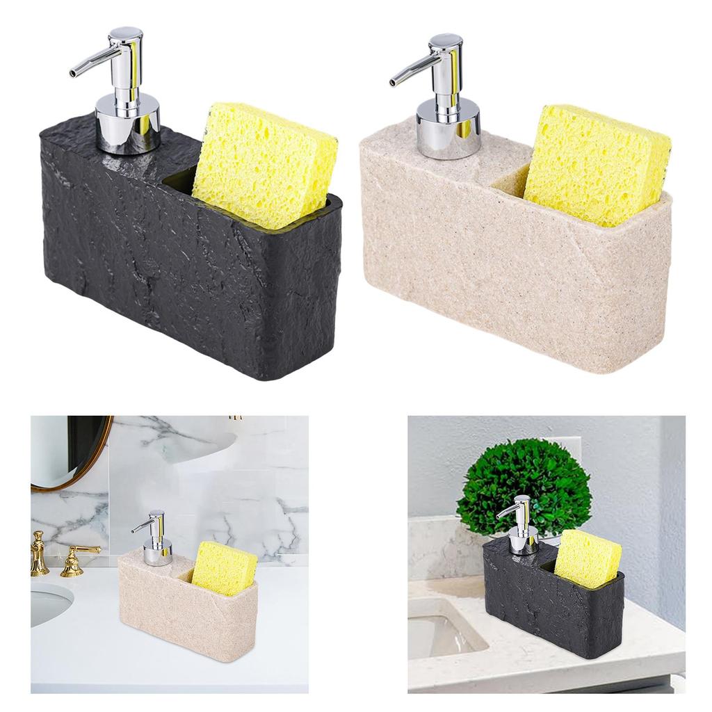 Soap Dispenser with Storage Compartment Multifunctional Pump Bottle Organizer Holder for Countertop,Dish Sponge and Brushes
