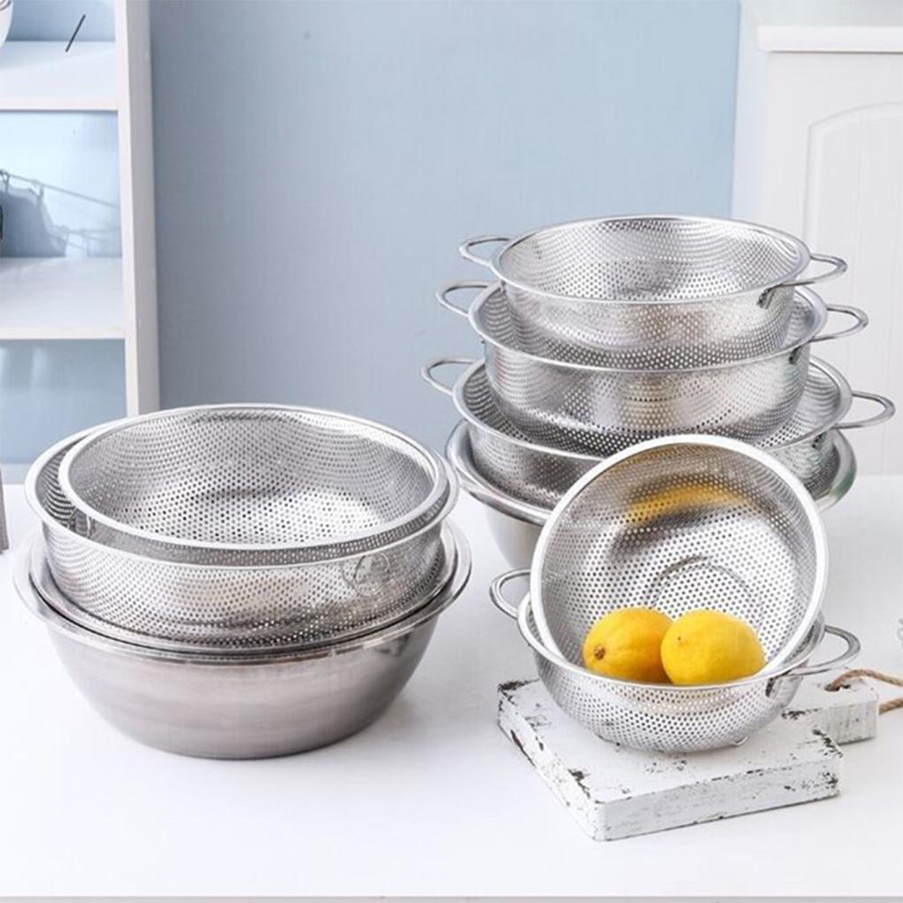 Silberner Küchenkorb aus Edelstahl zum Waschen von Gemüse, Obst und Gemüse, Abflusskorb für die Waschmaschine