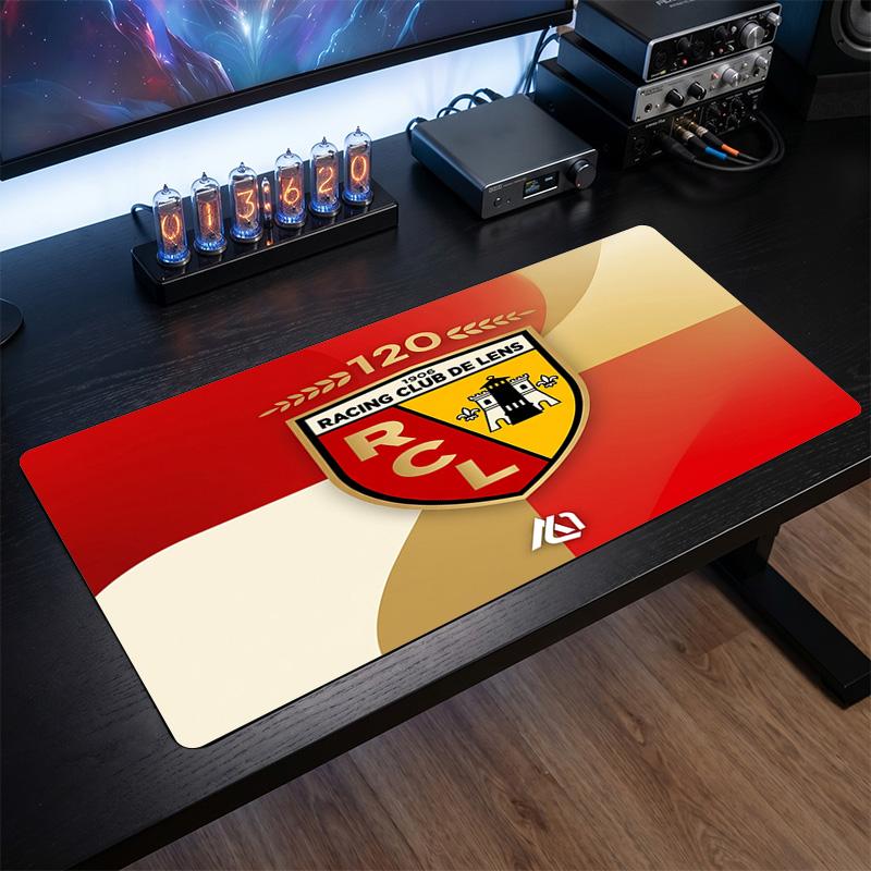 Lens FC Theme Pattern Mouse Pad, Soccer Logo Design XXL Gaming Desk Mat Non-Slip Computer Mouse Pad