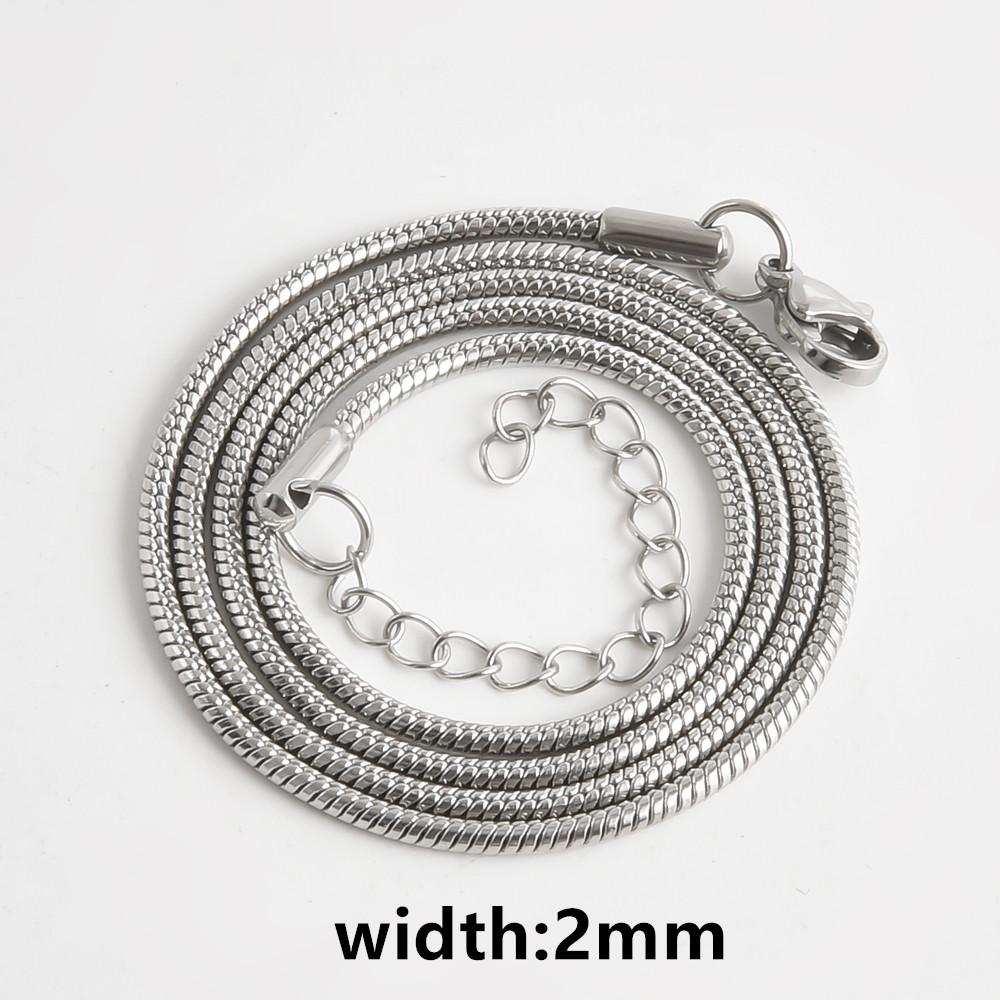Fashion Round Snake Chain Necklace Silver Color 40/45/50/55/60cm Stainless Steel Necklaces For Women Men Jewelry Different Width