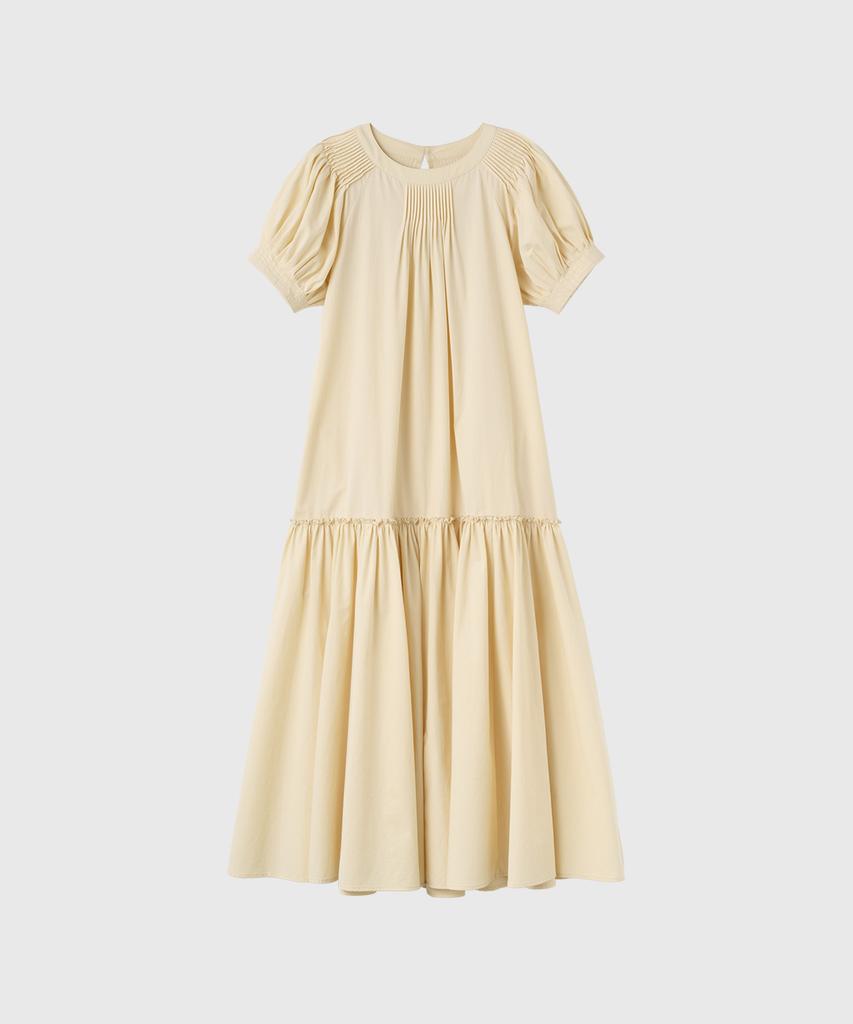 General Idea Puff Sleeve Pintuck Long Dress [Butter] / Gf2Lop520