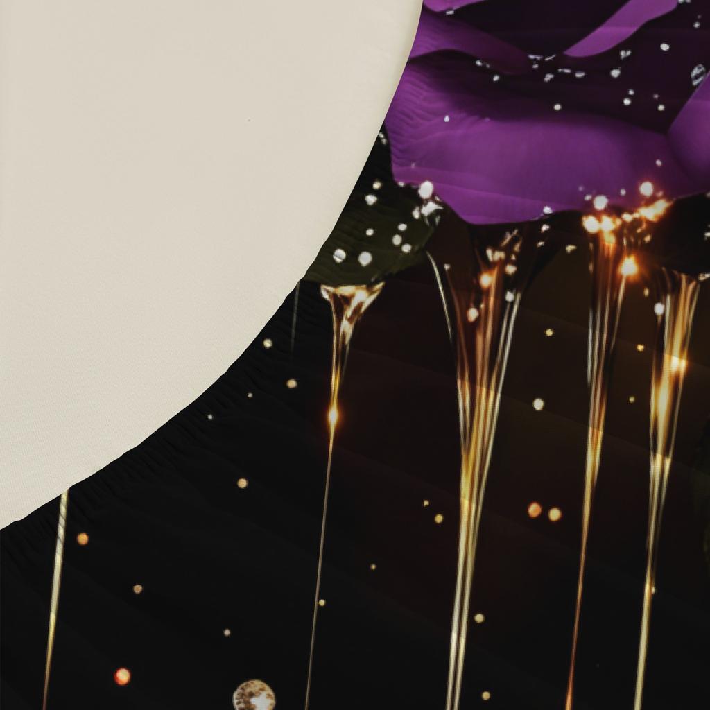 Purple Rose And Butterfly Print Fitted Sheet Set Black With Gold Accents Bedding Set With Pillowcases For Bedroom Decor