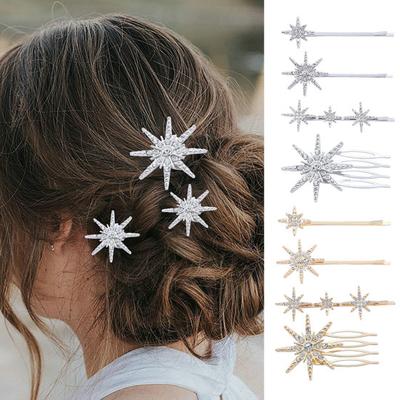 4Pcs/Set Star Shape Bridal Hairpins Shining Rhinestones Hair Clip Wedding Decor Fashion Accessories