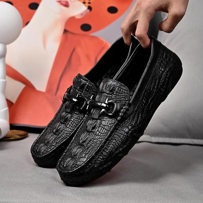 Designer Italiano Luxo Masculino Casual Festa de Casamento Formal Sapato de Couro Genuíno Masculino Slip-On Estilo Crocodilo Sapatos Loafer de Luxo Masculino
