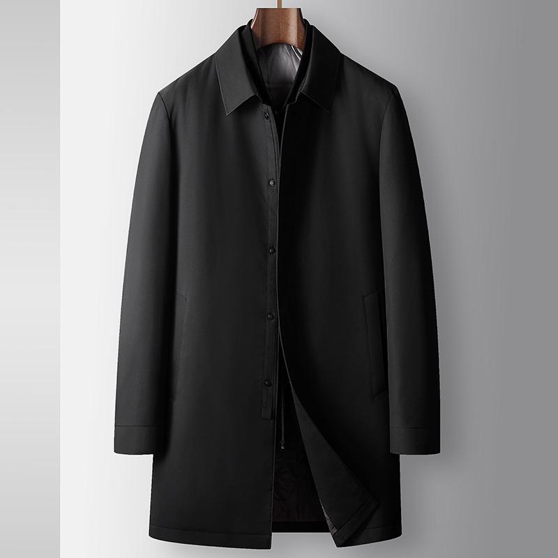 

Мужской тренчкот средней и длинной длины, комплект из двух предметов, жилет с отворотами, теплый деловой тренчкот для руководителей среднего возраста 170 темно-синий