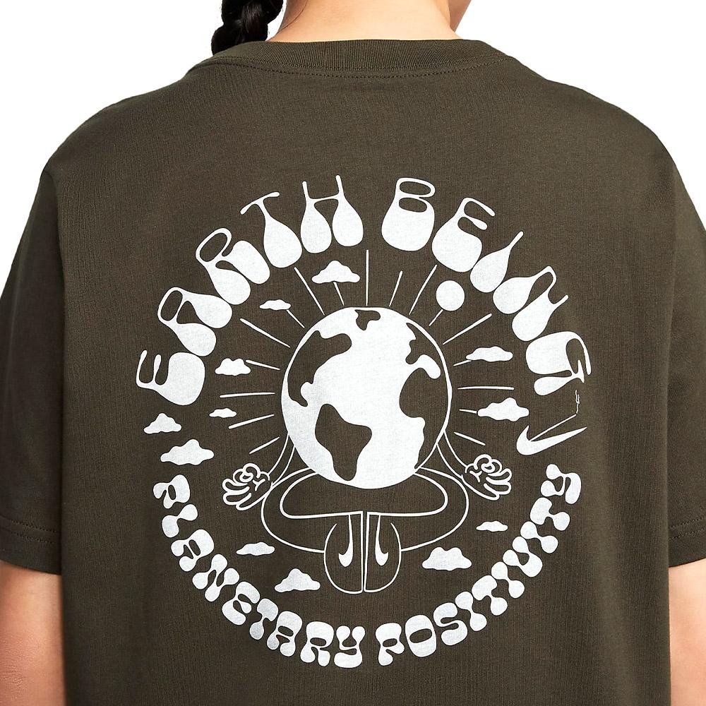 Nike Buchstabenaufdruck Rücken Großes Logo Locker Lässig Leicht Weich Bequem T-Shirt Damen Oberteile Grün DQ3308-355