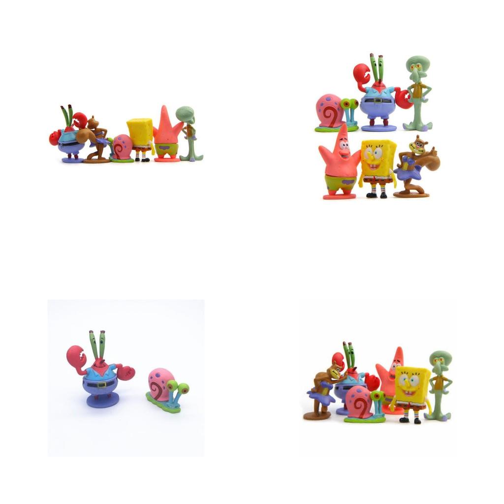 6pcs Set Spongebob Squarepants Figures Featuring Patrick Star And Squidward For Kids' Cake Toppers