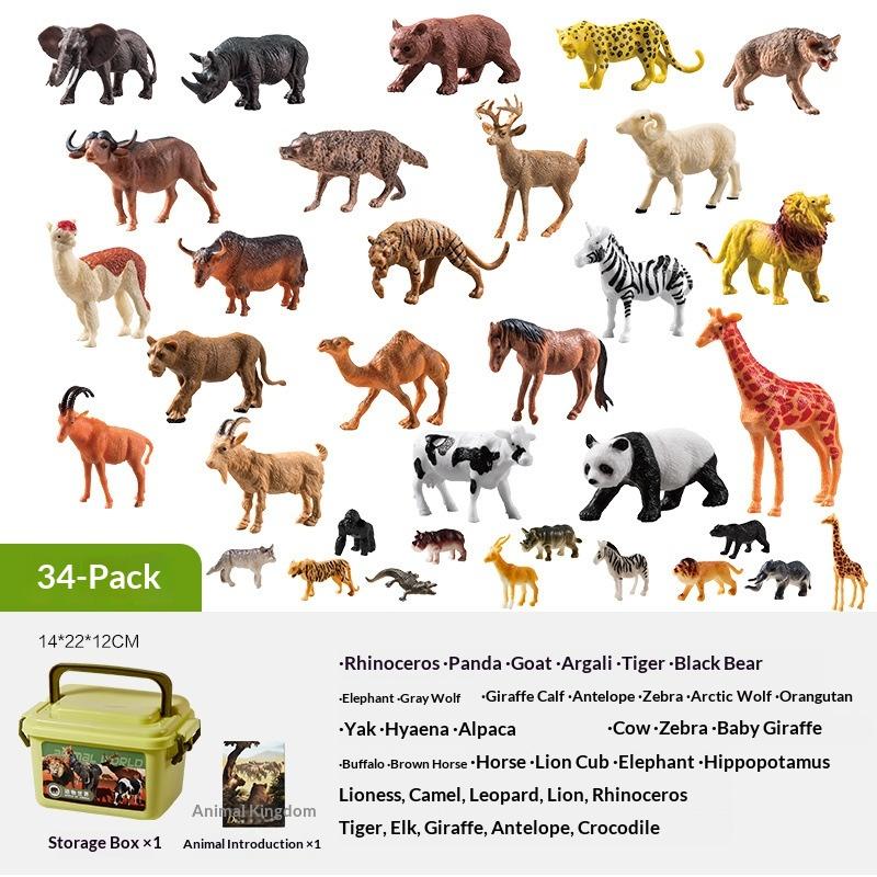 Animal Model Teaching Aids - Realistic Wild Animal Toys Zoo Simulation Playset Figures Desktop Ornament Lion Tiger Panda Elk