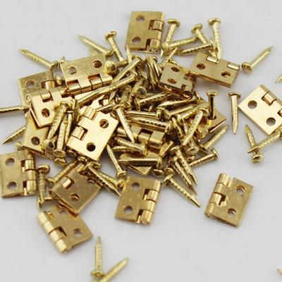 20Pcs Mini Metal Hinges with Nails DIY Miniature Furniture Dollhouse Accessory