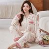 Fashion sweet printed pajamas women's spring and autumn imitation cotton long-sleeved loungewear large size comfortable mother suit