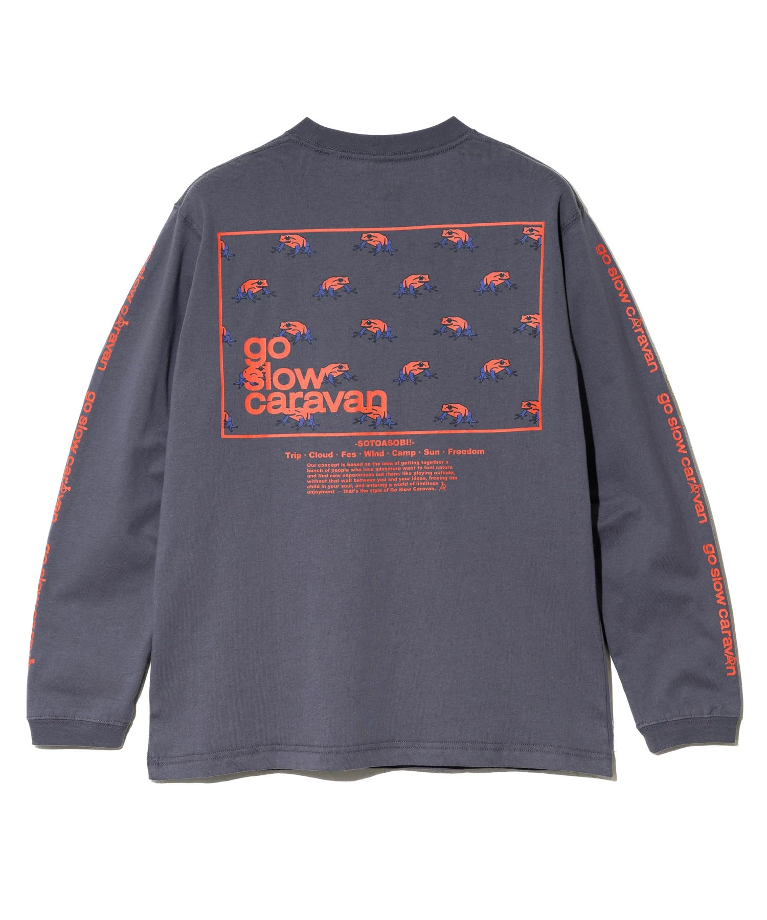 

[go slow caravan] 351902 USA/C Square Logo Back Print Long Sleeve T-Shirt, Black, Size 2, M