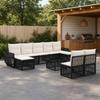 Garden Sofa Set 10 pcs. Black and Cream White Poly Rattan